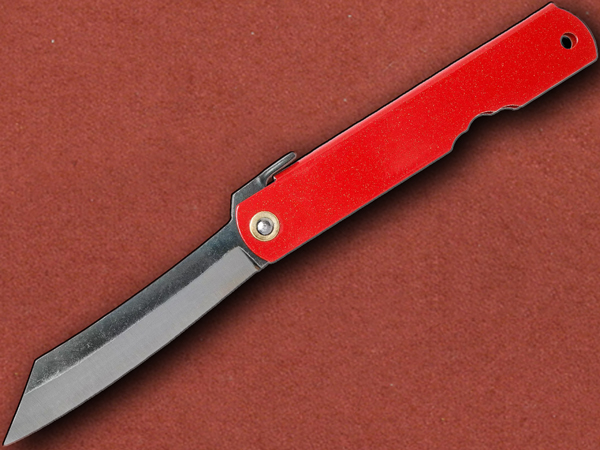 [Higonokami] Red Lacquer Folder Blue Paper Steel